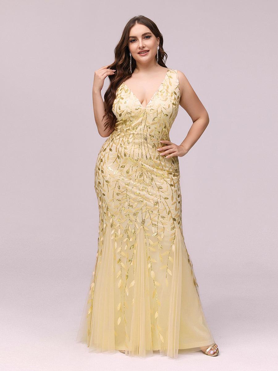 Taille personnalisée Robe de soirée Longue Sexy en sequins col en V pour femmes #Couleur_Blanc Taille personnalisée Robe de soirée Longue Sexy en sequins col en V pour femmes