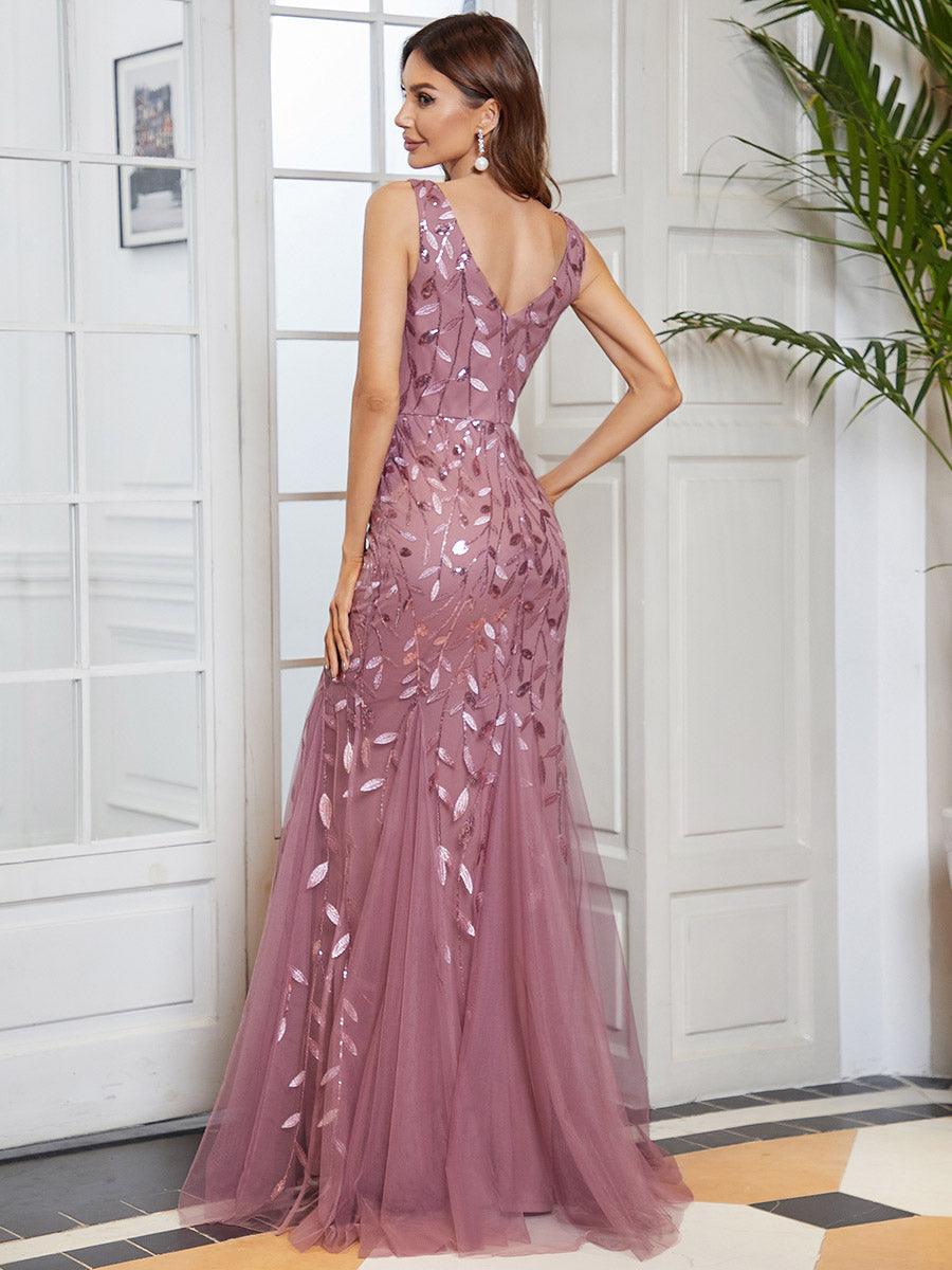 Taille personnalisée Robe de soirée Longue Sexy en sequins col en V pour femmes #Couleur_Blanc Taille personnalisée Robe de soirée Longue Sexy en sequins col en V pour femmes