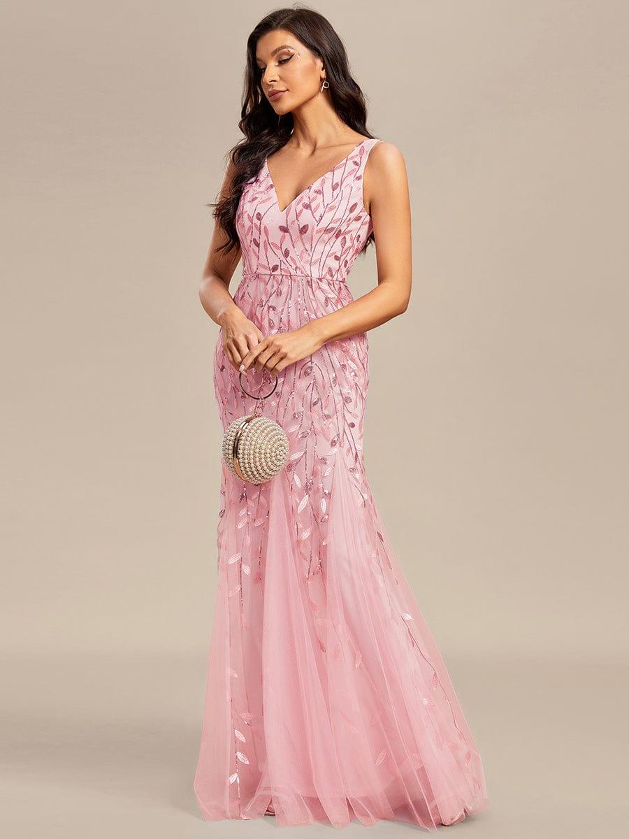 Taille personnalisée Robe de soirée Longue Sexy en sequins col en V pour femmes #Couleur_Blanc Taille personnalisée Robe de soirée Longue Sexy en sequins col en V pour femmes