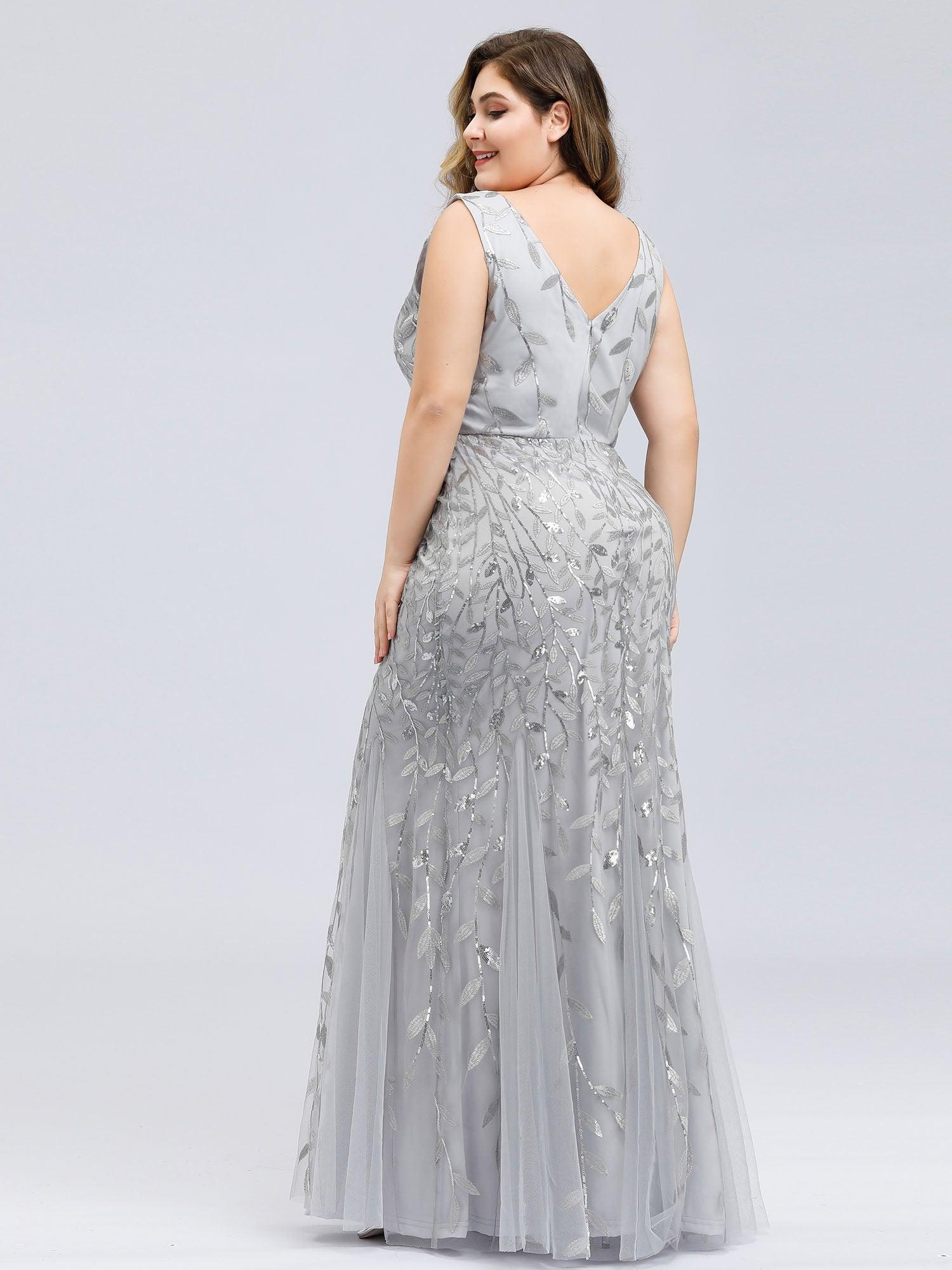 Taille personnalisée Robe de soirée Longue Sexy en sequins col en V pour femmes #Couleur_Blanc Taille personnalisée Robe de soirée Longue Sexy en sequins col en V pour femmes