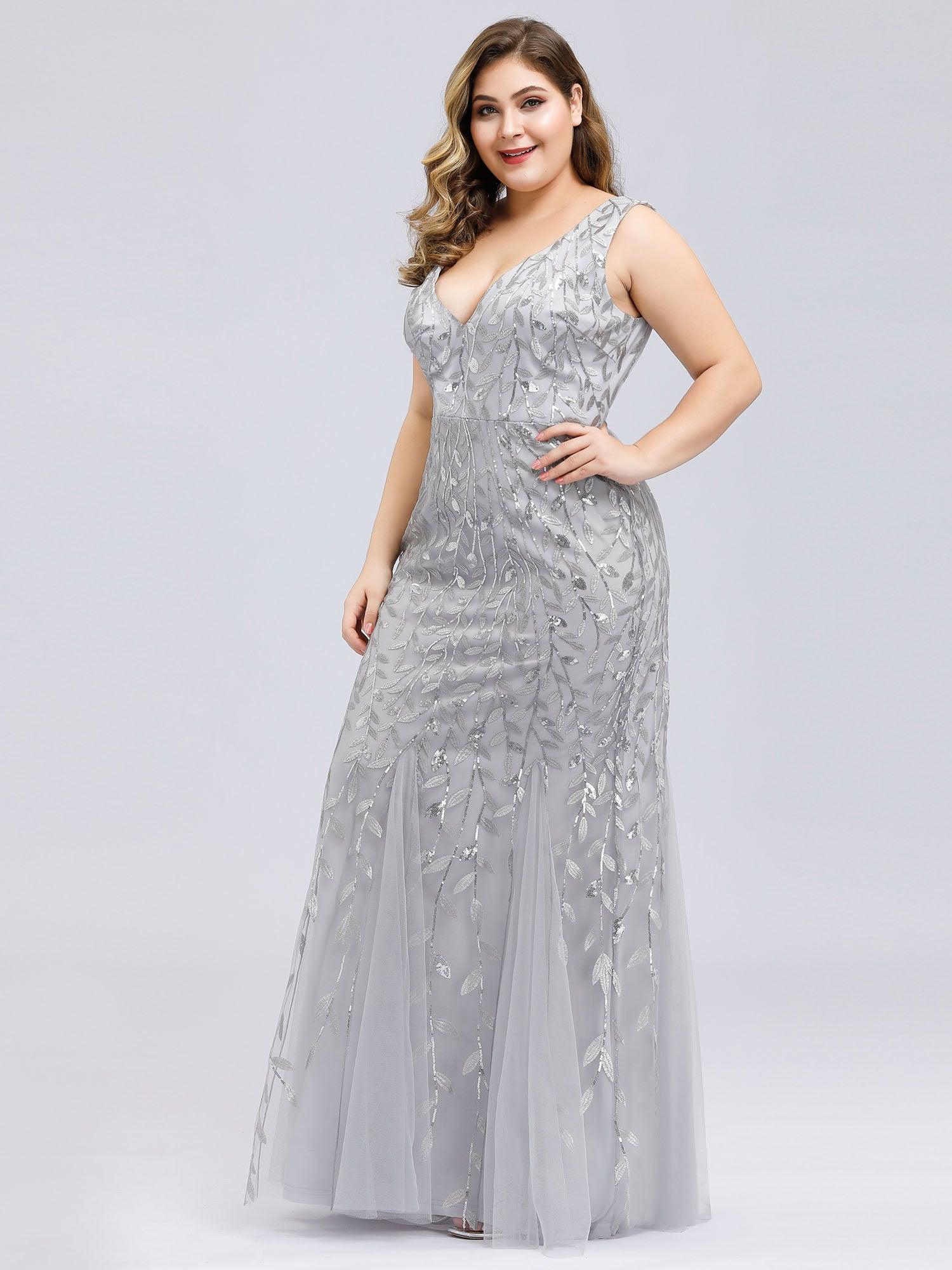 Taille personnalisée Robe de soirée Longue Sexy en sequins col en V pour femmes #Couleur_Blanc Taille personnalisée Robe de soirée Longue Sexy en sequins col en V pour femmes