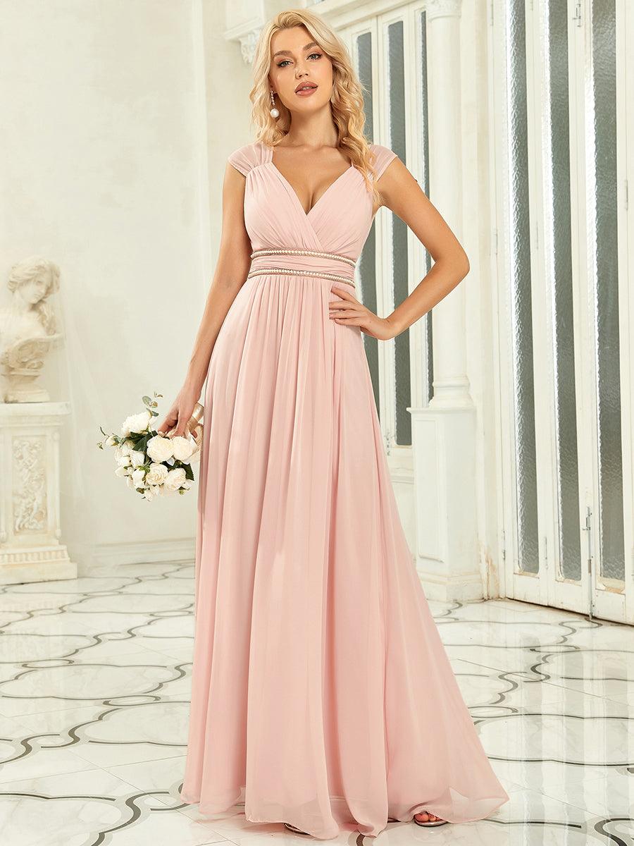 Robe longue de demoiselle d'honneur froncée à col en V #Couleur_Burnt Orange Taille personnalisée Robe longue de demoiselle d'honneur froncée
