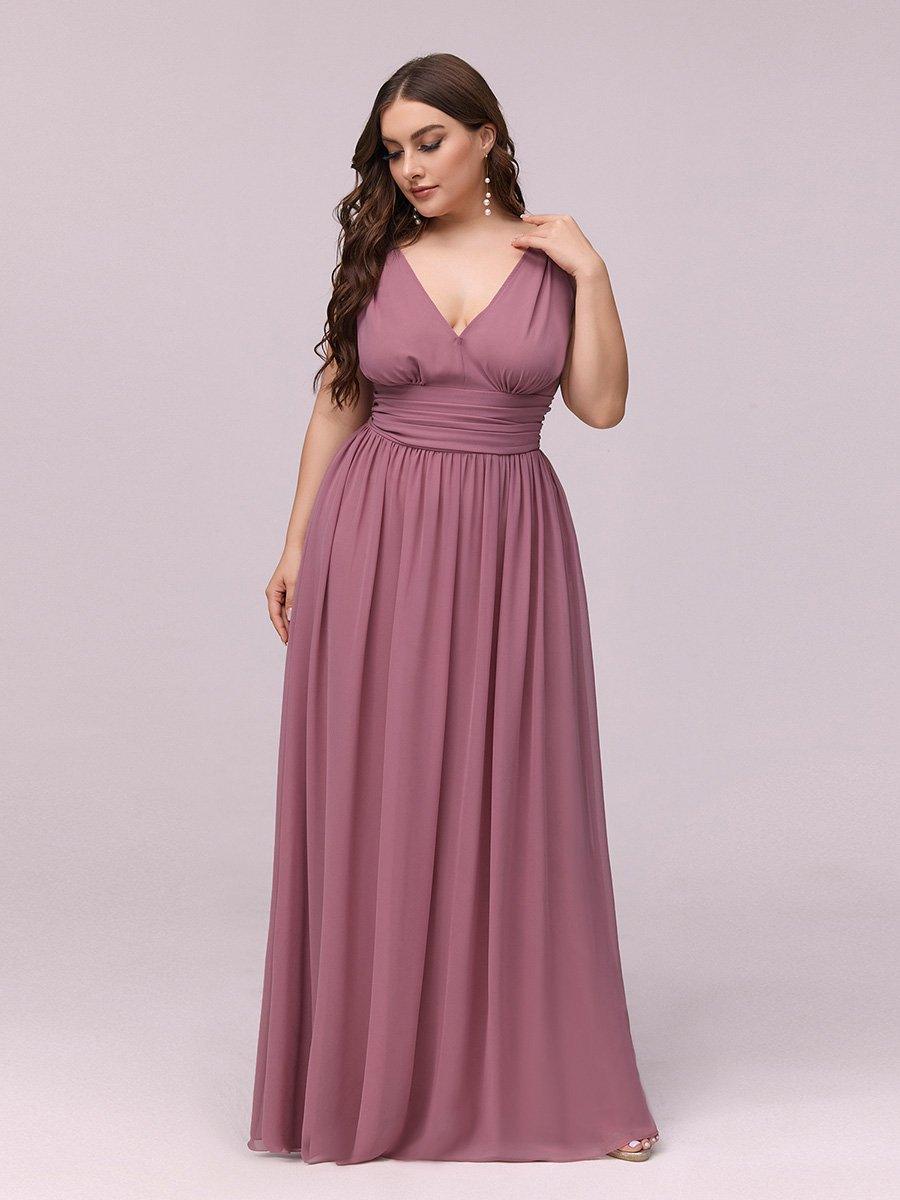 Robes de soirée Grande Taille Semi-Formelle Chiffon à Col V sans Manches #Couleur_Orchidee