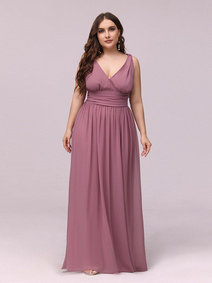 Robes de soirée Grande Taille Semi-Formelle Chiffon à Col V sans Manches #Couleur_Orchidee