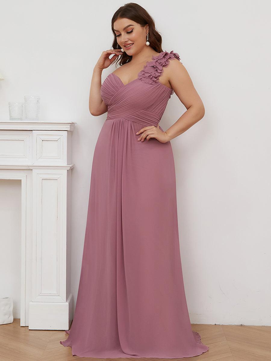 Robes de Demoiselle d'Honneur Grande Taille Chiffon à Une épaule #Couleur_Orchidee