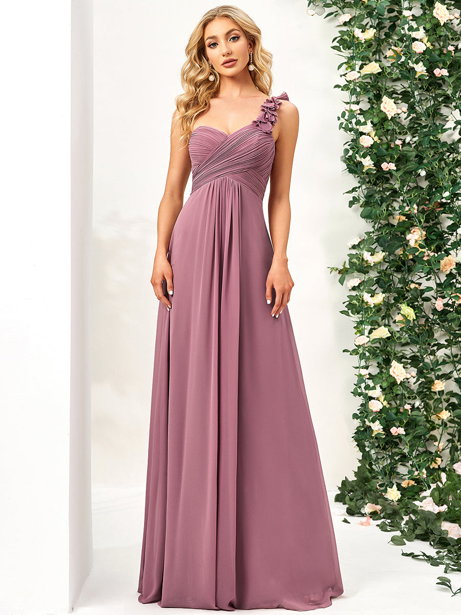 Taille personnalisée Robes de Demoiselle d'Honneur à Une épaule pour Femmes #Couleur_Rose Taille personnalisée Robes de Demoiselle d'Honneur à Une épaule pour Femmes