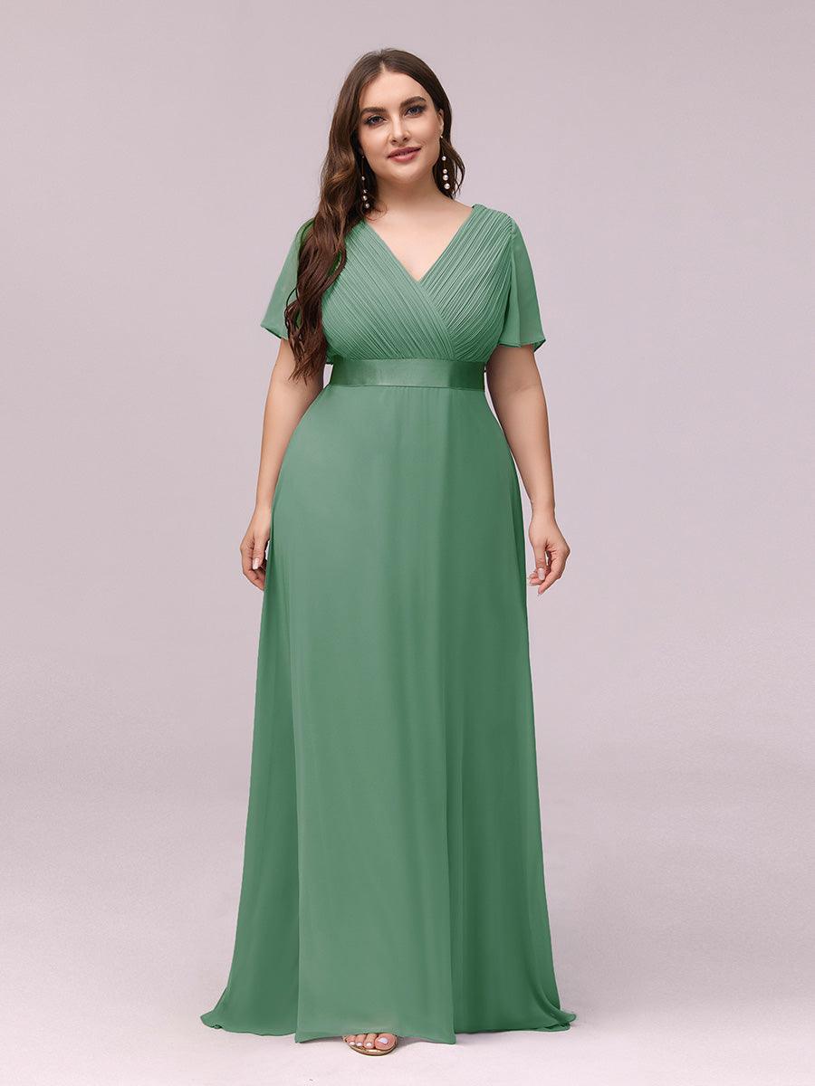 Robe de Soirée Grande Taille Empire avec Manches Flottantes #Couleur_Haricot Vert
