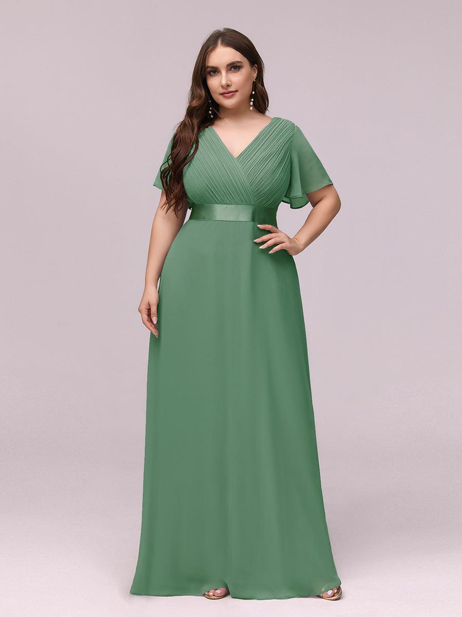 Robe de Soirée Grande Taille Empire avec Manches Flottantes #Couleur_Haricot Vert