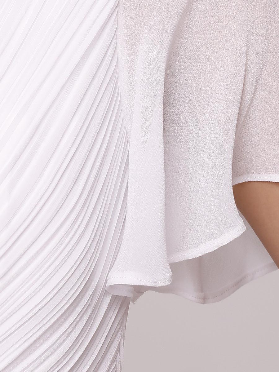 Maxi robe de mariée minimaliste en mousseline de soie avec ceinture en satin #Couleur_Blanc