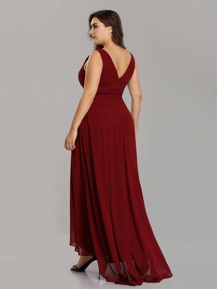 Taille personnalisée Robes de Soirée Chiffon à Col en V Haut Bas #Couleur_Rose Taille personnalisée Robes de Soirée Chiffon à Col en V Haut Bas