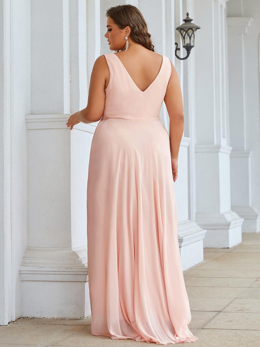 Taille personnalisée Robes de Soirée Chiffon à Col en V Haut Bas #Couleur_Rose Taille personnalisée Robes de Soirée Chiffon à Col en V Haut Bas