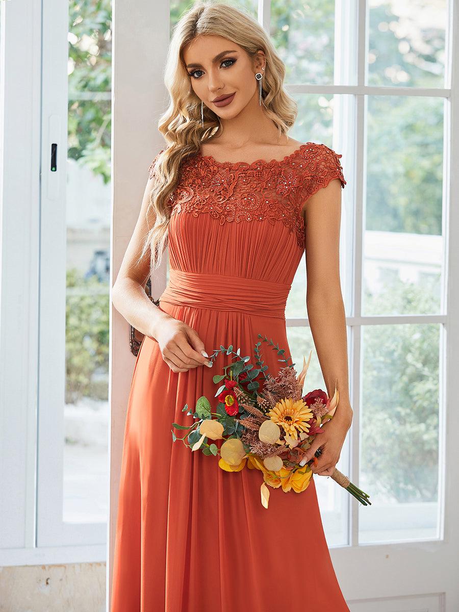 Robe mariage invitée en mousseline élégante et fluide #Couleur_Burnt Orange