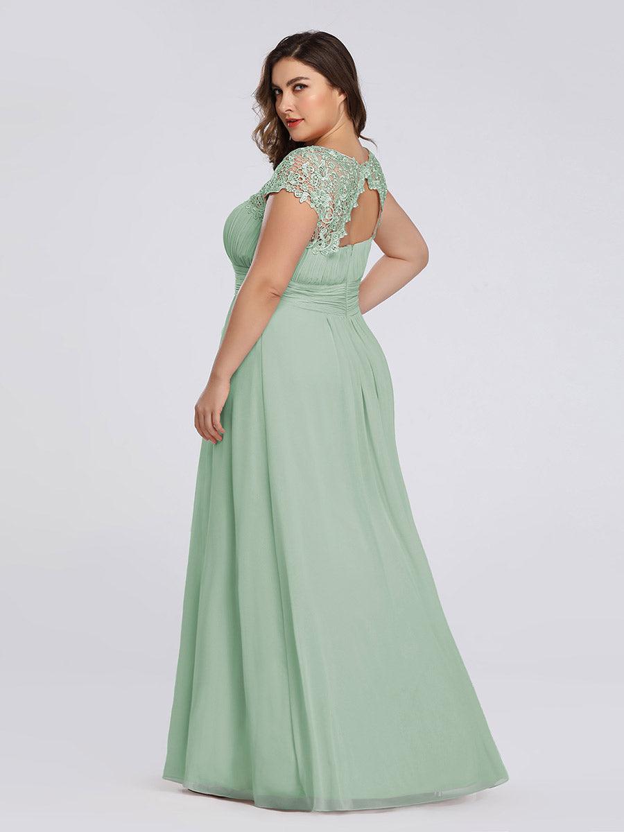 Robe de demoiselle d'honneur Maxi longue à taille Empire A Line #Couleur_Menthe Verte