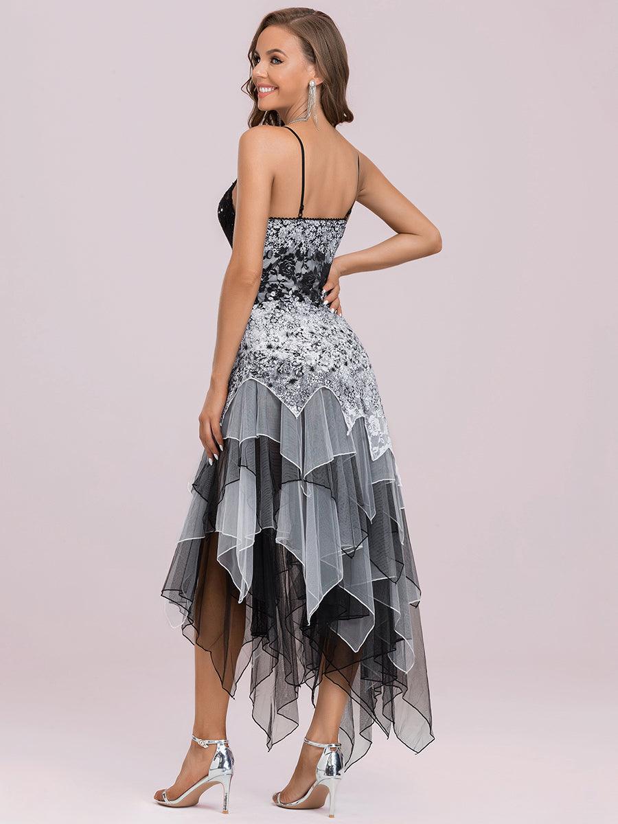 Robe de Bal à Col en V et Ourlet Irrégulier pour Cocktail #Couleur_Blanc