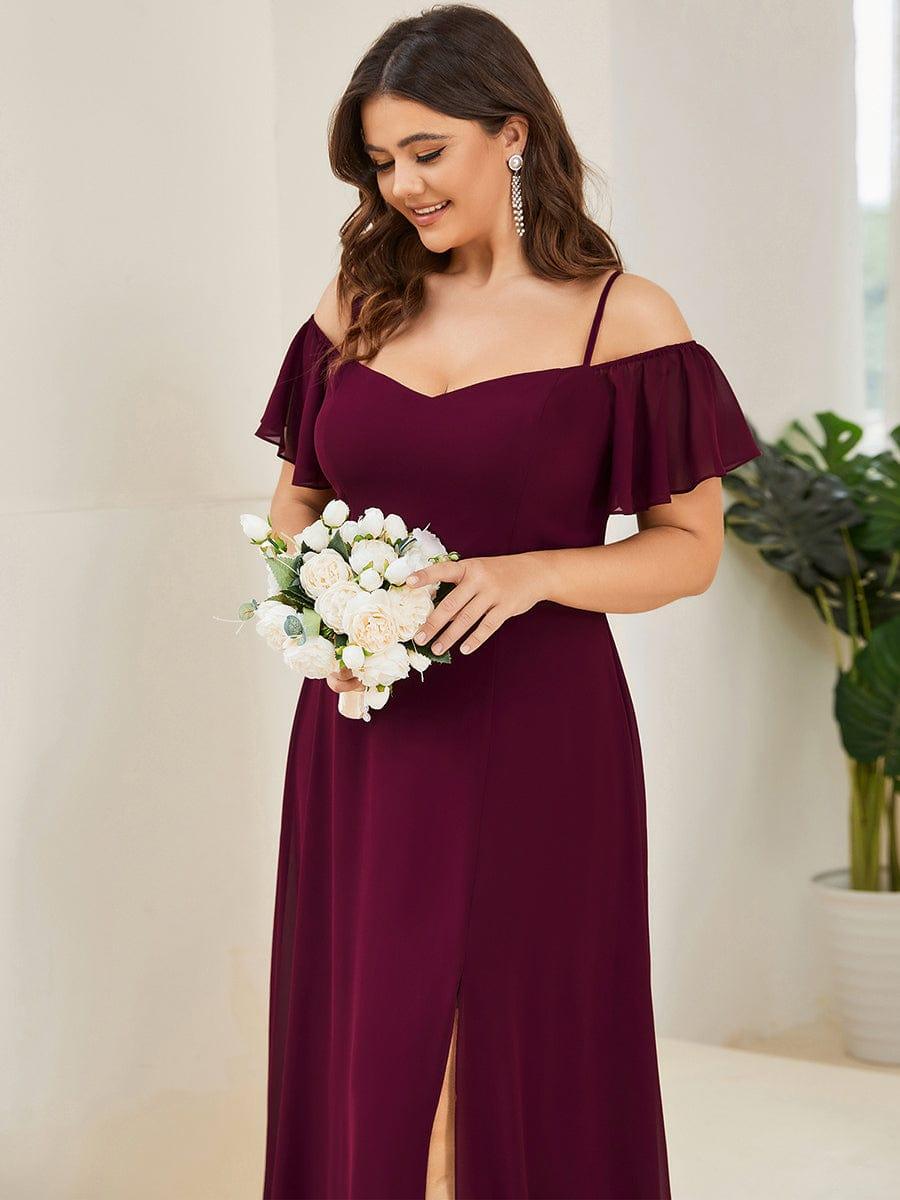 Robe de soirée sexy à épaules dénudées et à encolure en V #Couleur_Pourpre