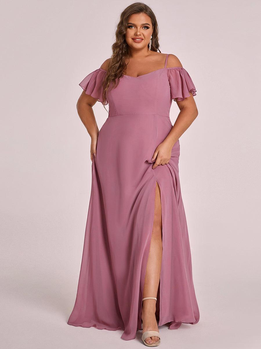 Robe de soirée sexy à épaules dénudées et à encolure en V #Couleur_Orchidee