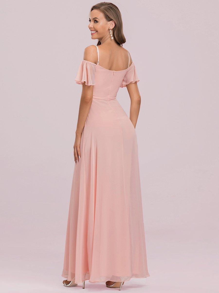 Robe de soirée sexy à épaules dénudées et à encolure en V #Couleur_Rose