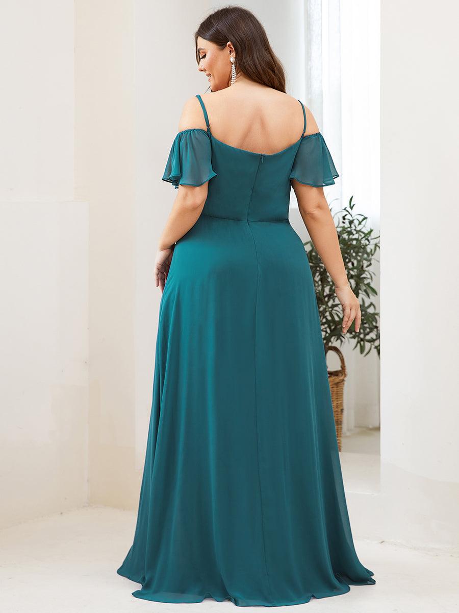 Robe de soirée sexy à épaules dénudées et à encolure en V #Couleur_Bleu Sarcelle