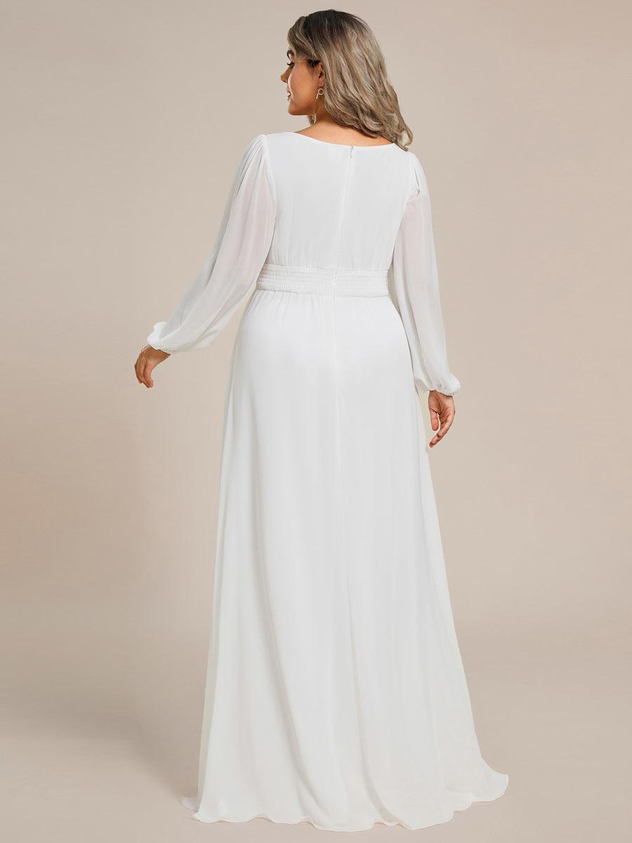 Taille personnalisée Robe demoiselle d'honneur en mousseline à taille haute Manches bouffantes #Couleur_Blanc