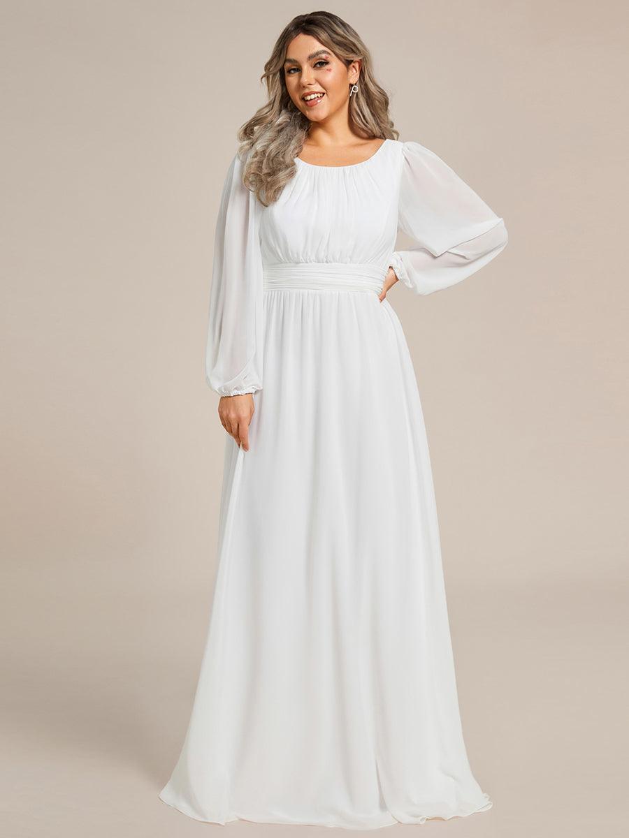 Taille personnalisée Robe demoiselle d'honneur en mousseline à taille haute Manches bouffantes #Couleur_Blanc