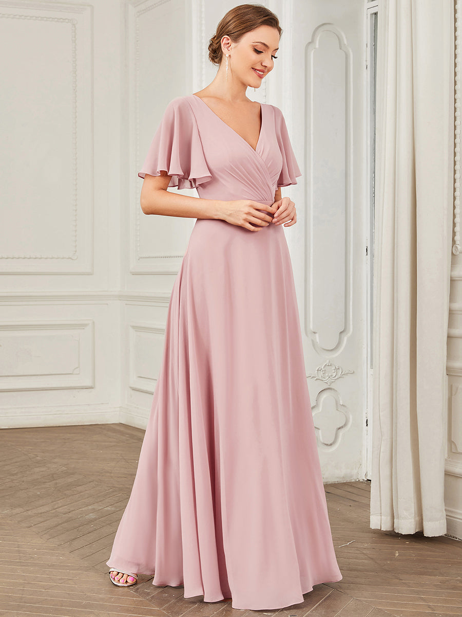 Robe Demoiselle d'Honneur A-ligne Mousseline avec Boucle dans le Dos #Couleur_Bordeaux Robe Demoiselle d'Honneur A-ligne Mousseline avec Boucle dans le Dos