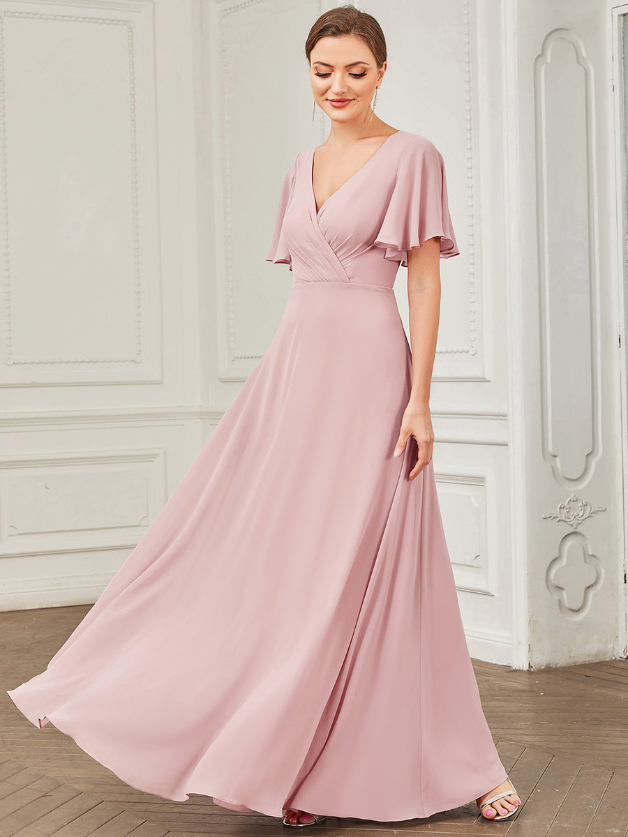 Robe Demoiselle d'Honneur A-ligne Mousseline avec Boucle dans le Dos #Couleur_Bordeaux Robe Demoiselle d'Honneur A-ligne Mousseline avec Boucle dans le Dos