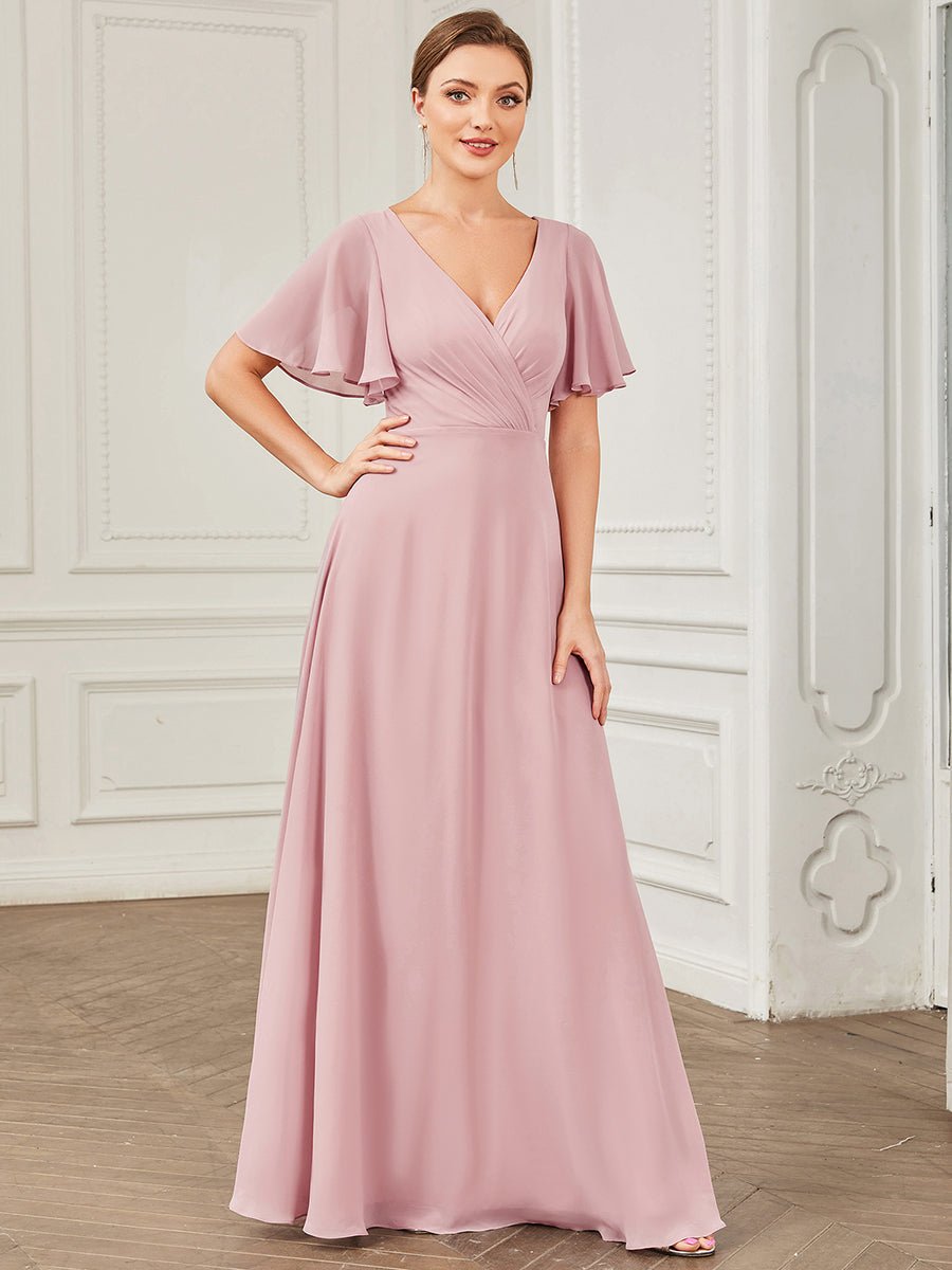 Robe Demoiselle d'Honneur A-ligne Mousseline avec Boucle dans le Dos #Couleur_Bordeaux Robe Demoiselle d'Honneur A-ligne Mousseline avec Boucle dans le Dos