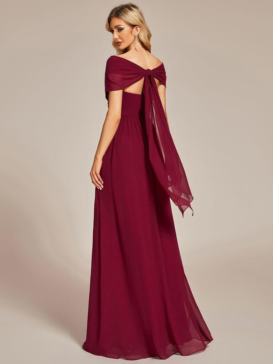 Robe demoiselle d'honneur multi-positions froncée en mousseline #Couleur_Bordeaux Robe demoiselle d'honneur multi-positions froncée en mousseline