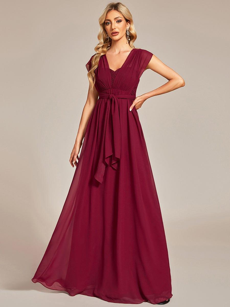 Robe demoiselle d'honneur multi-positions froncée en mousseline #Couleur_Bordeaux Robe demoiselle d'honneur multi-positions froncée en mousseline