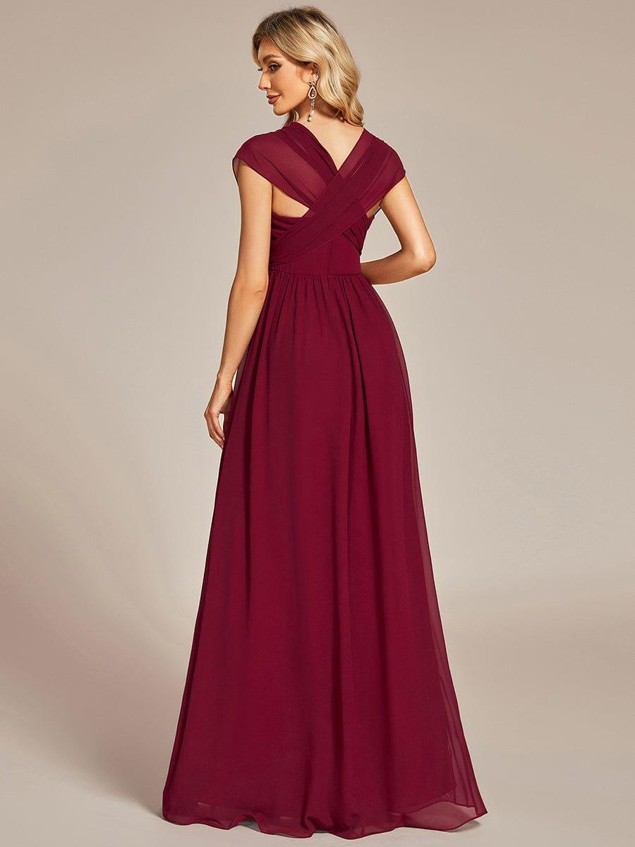 Robe demoiselle d'honneur multi-positions froncée en mousseline #Couleur_Bordeaux Robe demoiselle d'honneur multi-positions froncée en mousseline