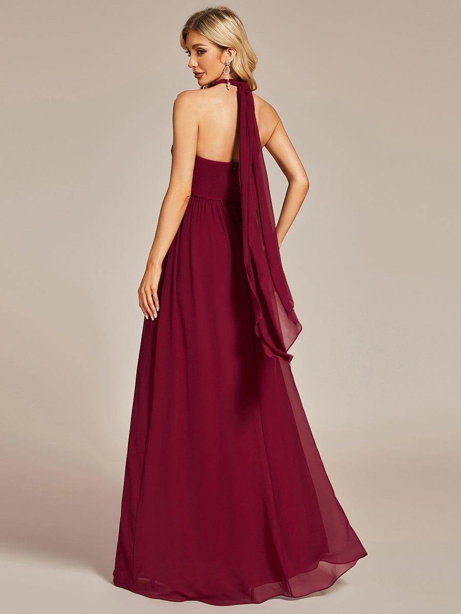 Robe demoiselle d'honneur multi-positions froncée en mousseline #Couleur_Bordeaux Robe demoiselle d'honneur multi-positions froncée en mousseline