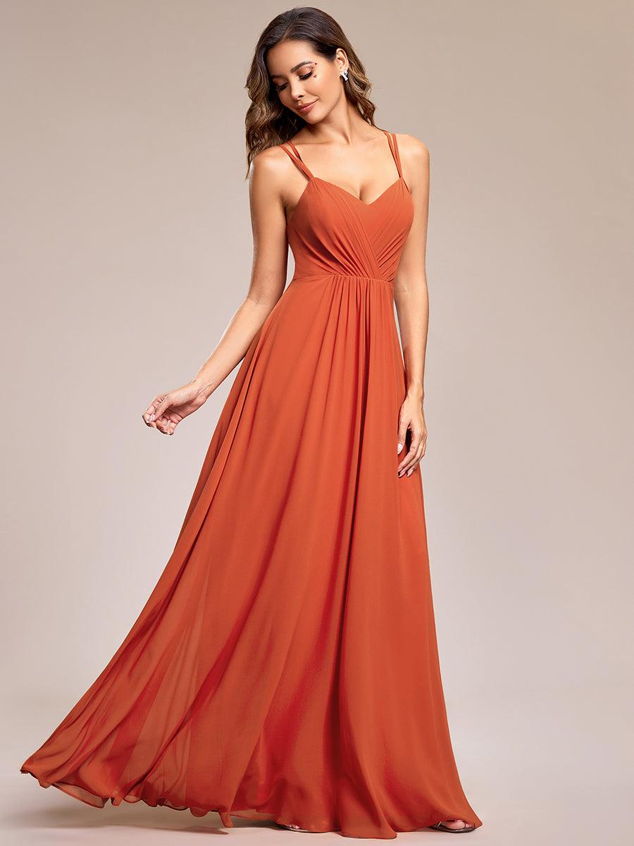 Robe demoiselle d'honneur mousseline et dentelle dos nu bretelles fines #Couleur_Burnt Orange
