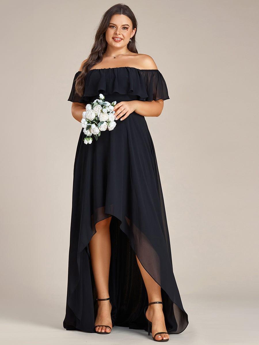 Robe demoiselle d'honneur fluide en mousseline épaules dénudées grande taille #couleur_Orchidee Robe demoiselle d'honneur fluide en mousseline épaules dénudées grande taille
