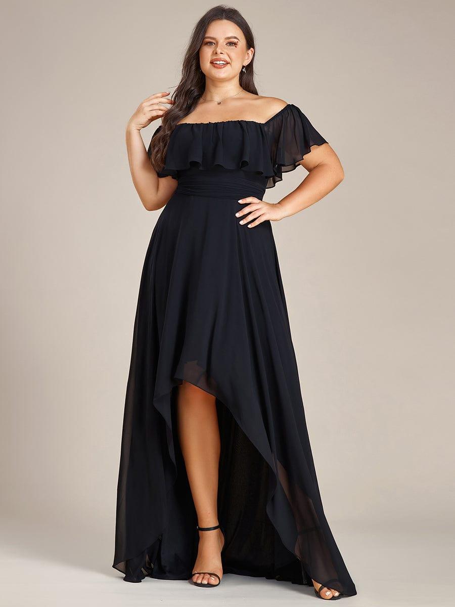 Robe demoiselle d'honneur fluide en mousseline épaules dénudées grande taille #couleur_Orchidee Robe demoiselle d'honneur fluide en mousseline épaules dénudées grande taille