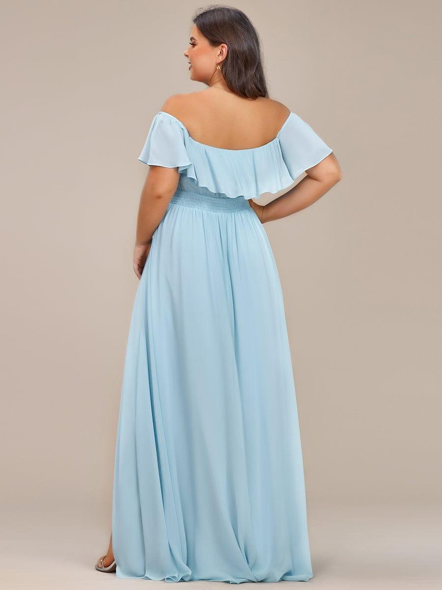 Robe demoiselle d'honneur fluide en mousseline épaules dénudées grande taille #couleur_Orchidee Robe demoiselle d'honneur fluide en mousseline épaules dénudées grande taille