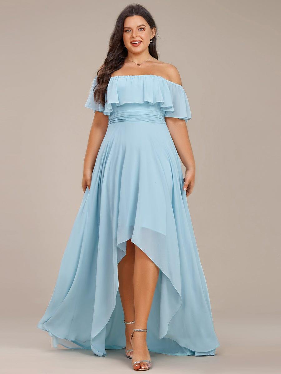 Robe demoiselle d'honneur fluide en mousseline épaules dénudées grande taille #couleur_Orchidee Robe demoiselle d'honneur fluide en mousseline épaules dénudées grande taille