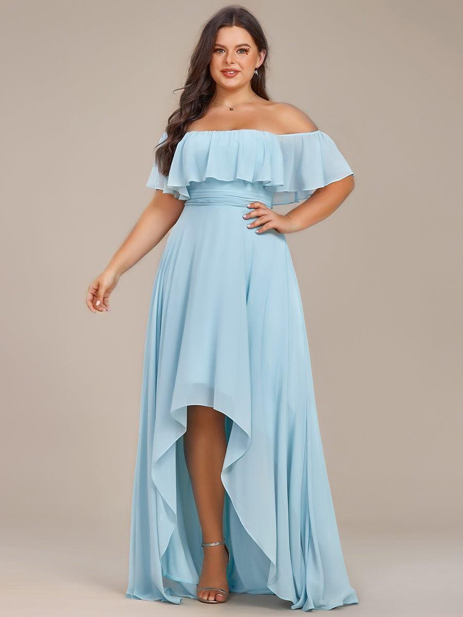Robe demoiselle d'honneur fluide en mousseline épaules dénudées grande taille #couleur_Orchidee Robe demoiselle d'honneur fluide en mousseline épaules dénudées grande taille
