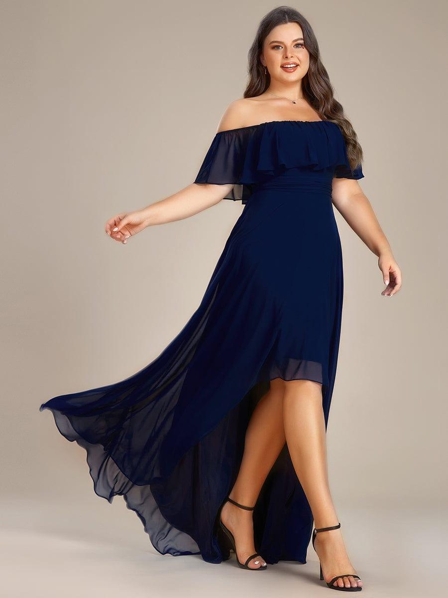 Robe demoiselle d'honneur fluide en mousseline épaules dénudées grande taille #couleur_Orchidee Robe demoiselle d'honneur fluide en mousseline épaules dénudées grande taille