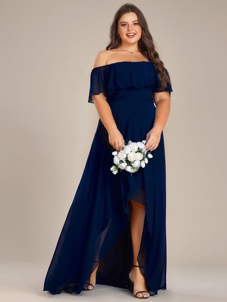 Robe demoiselle d'honneur fluide en mousseline épaules dénudées grande taille #couleur_Orchidee Robe demoiselle d'honneur fluide en mousseline épaules dénudées grande taille