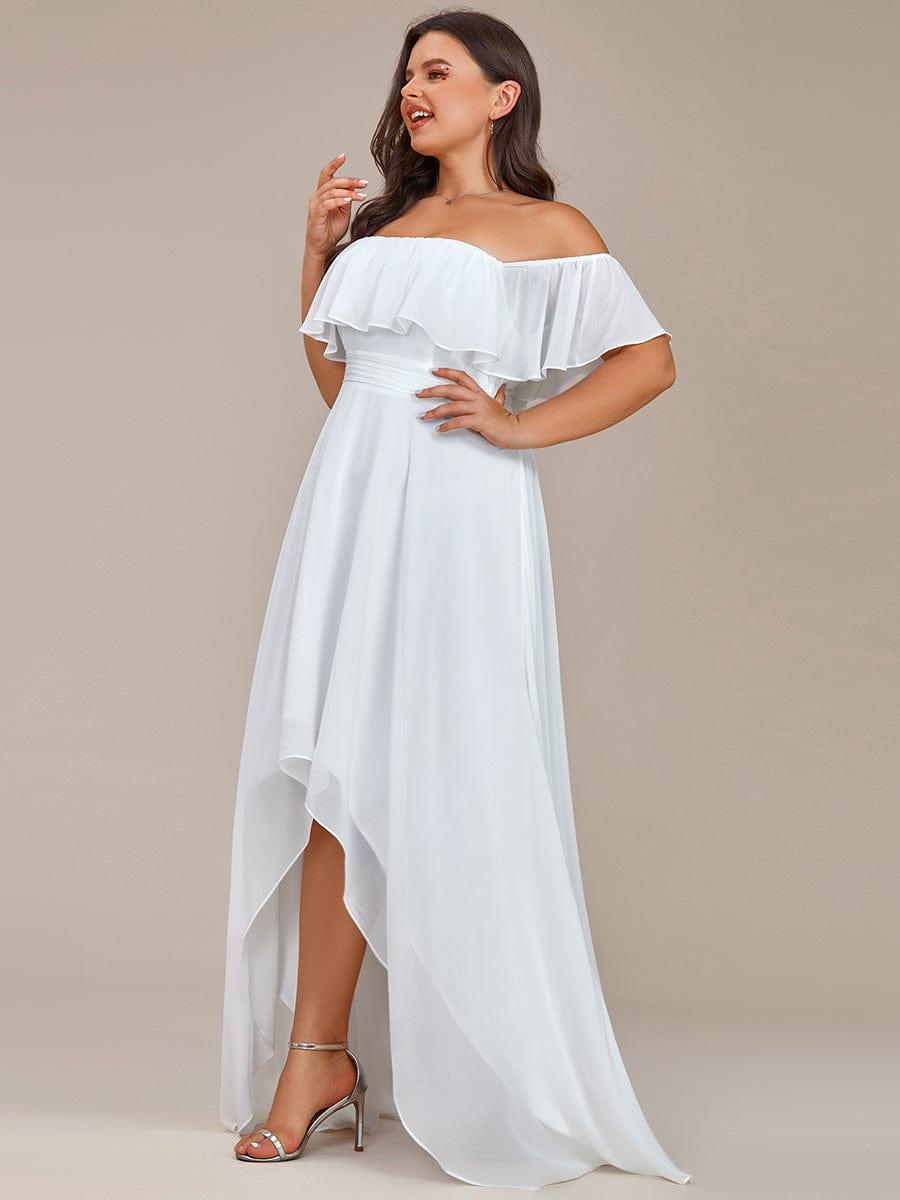 Robe demoiselle d'honneur fluide en mousseline épaules dénudées grande taille #couleur_Orchidee Robe demoiselle d'honneur fluide en mousseline épaules dénudées grande taille