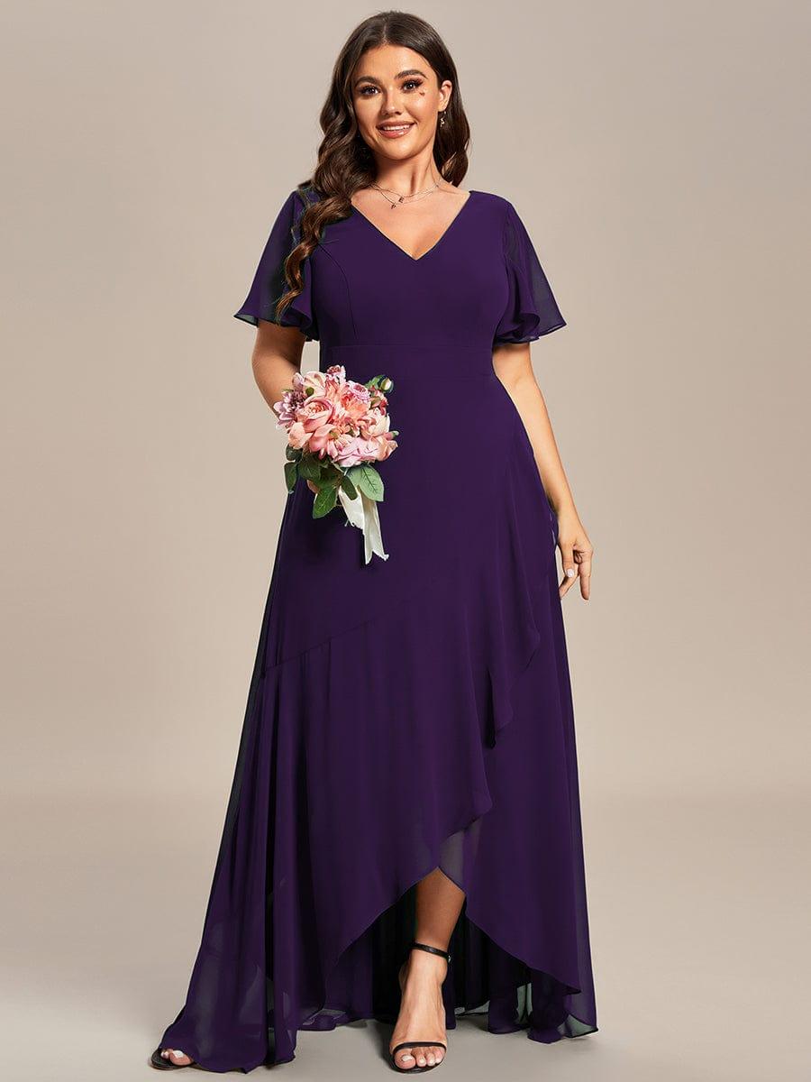 Robe demoiselle d'honneur Superbe mousseline Manches volantées à ourlet lotus #Couleur_Menthe Verte Robe demoiselle d'honneur Superbe mousseline Manches volantées à ourlet lotus