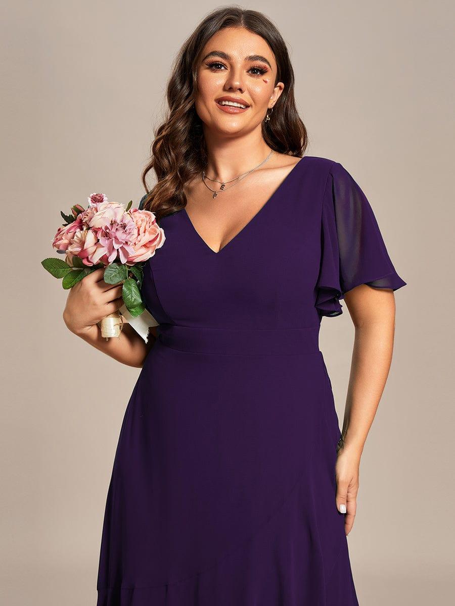 Robe demoiselle d'honneur Superbe mousseline Manches volantées à ourlet lotus #Couleur_Menthe Verte Robe demoiselle d'honneur Superbe mousseline Manches volantées à ourlet lotus