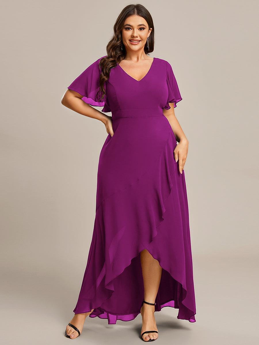 Robe demoiselle d'honneur Superbe mousseline Manches volantées à ourlet lotus #Couleur_Menthe Verte Robe demoiselle d'honneur Superbe mousseline Manches volantées à ourlet lotus