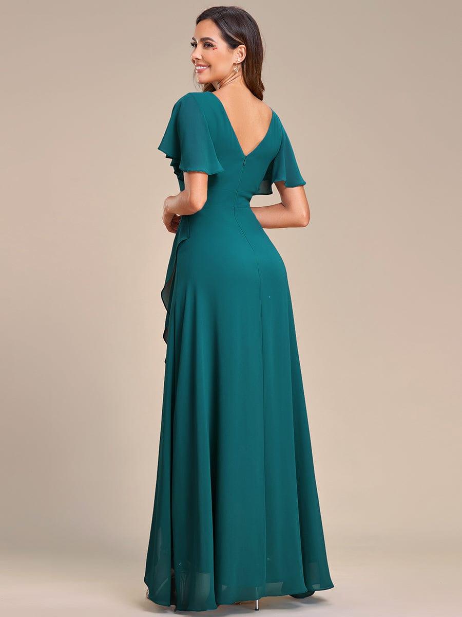 Robe demoiselle d'honneur Superbe mousseline Manches volantées à ourlet lotus #Couleur_Menthe Verte Robe demoiselle d'honneur Superbe mousseline Manches volantées à ourlet lotus
