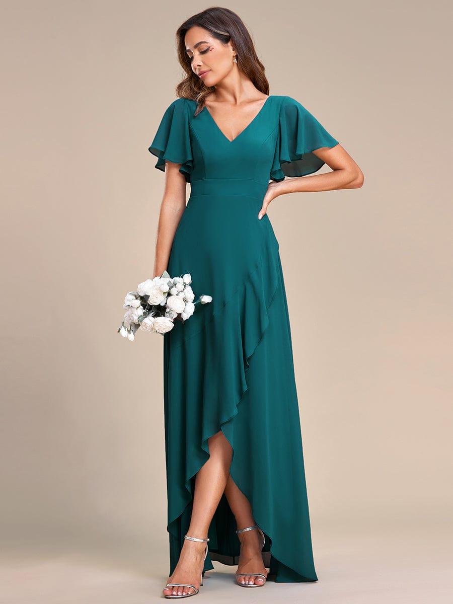 Robe demoiselle d'honneur Superbe mousseline Manches volantées à ourlet lotus #Couleur_Menthe Verte Robe demoiselle d'honneur Superbe mousseline Manches volantées à ourlet lotus