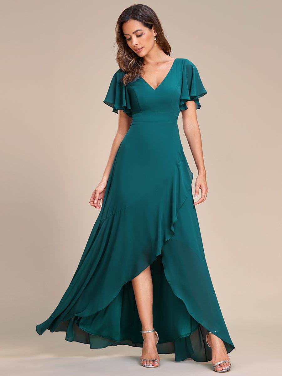 Robe demoiselle d'honneur Superbe mousseline Manches volantées à ourlet lotus #Couleur_Menthe Verte Robe demoiselle d'honneur Superbe mousseline Manches volantées à ourlet lotus