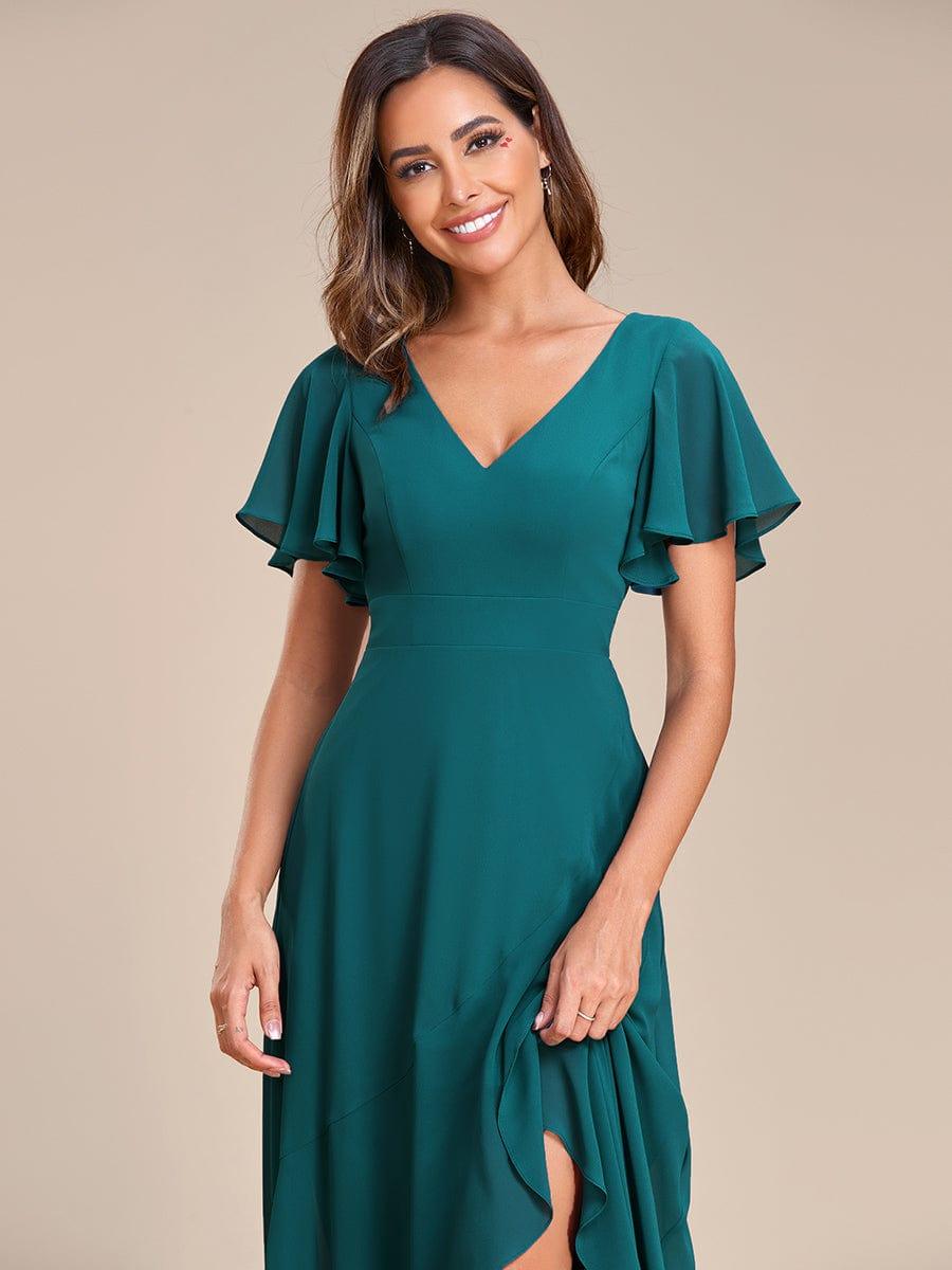 Robe demoiselle d'honneur Superbe mousseline Manches volantées à ourlet lotus #Couleur_Menthe Verte Robe demoiselle d'honneur Superbe mousseline Manches volantées à ourlet lotus