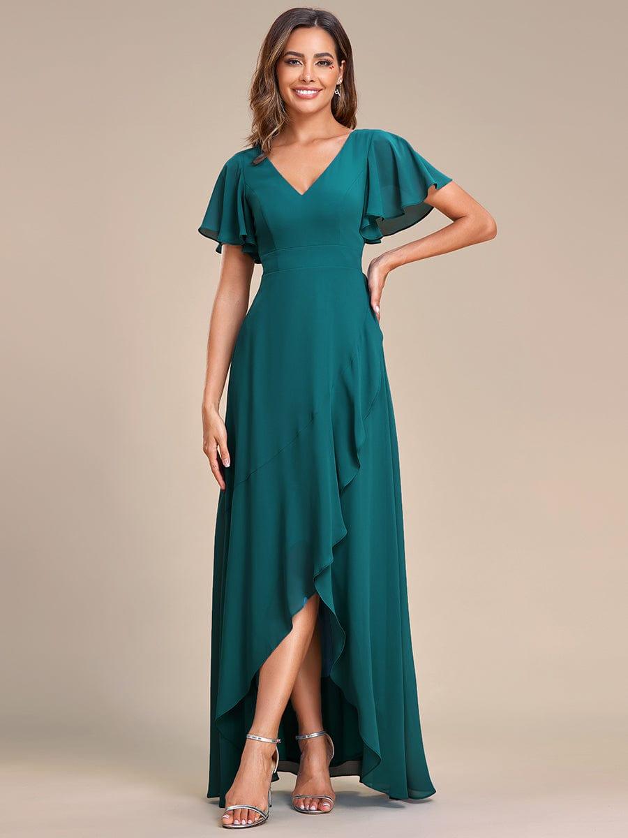 Robe demoiselle d'honneur Superbe mousseline Manches volantées à ourlet lotus #Couleur_Menthe Verte Robe demoiselle d'honneur Superbe mousseline Manches volantées à ourlet lotus