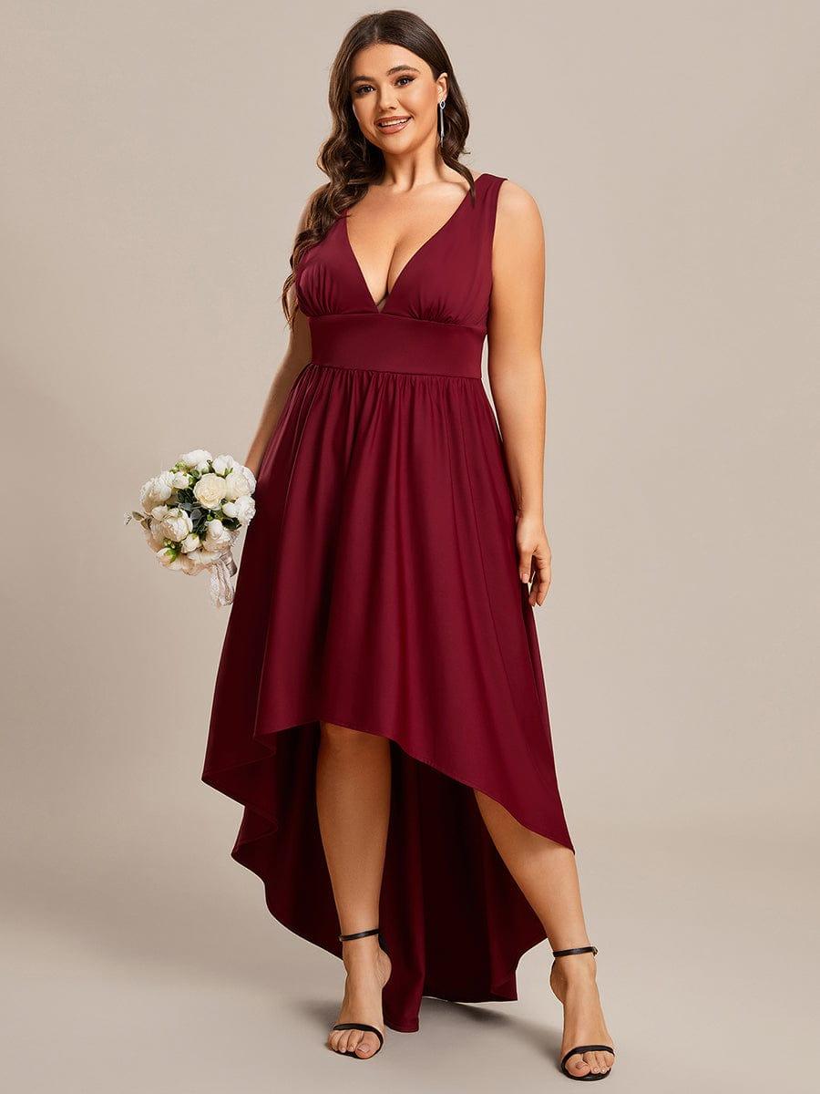 Robe Demoiselle d'honneur élégante Taille Empire Sans Manches #Couleur_Bordeaux