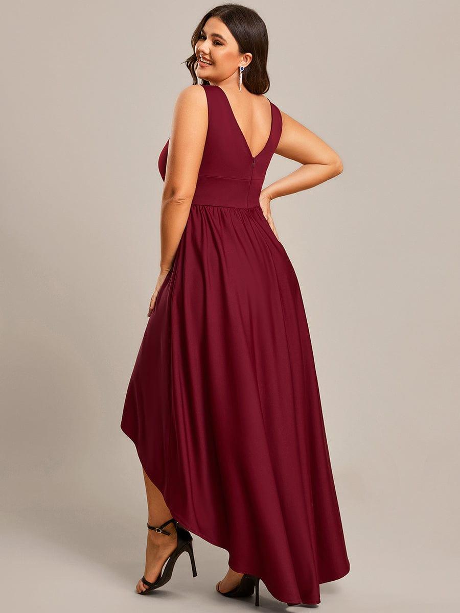 Robe Demoiselle d'honneur Taille Empire Sans Manches Haute-basse Grande Taille #Couleur_Bleu Marine Robe Demoiselle d'honneur Taille Empire Sans Manches Haute-basse Grande Taille
